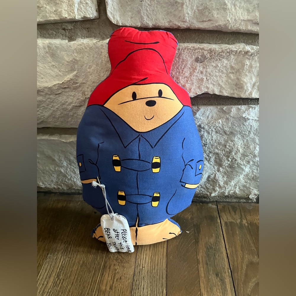 Vintage 1999 Paddington Bear Plush Pillow - Red Hat Blue Coat